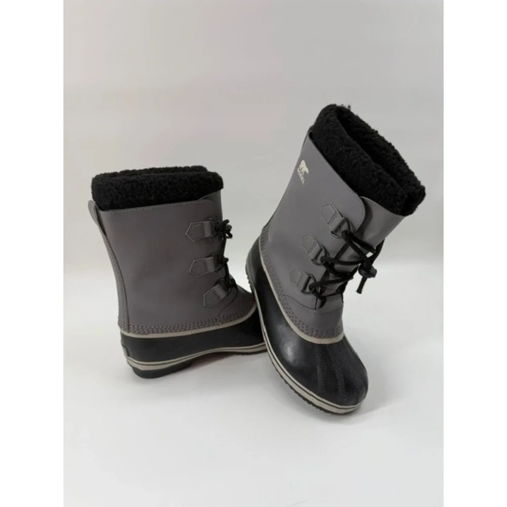 Sorel Yoot Pac Youth Unisex Winter Snow Boots Grey Black Size 6  Water Proof